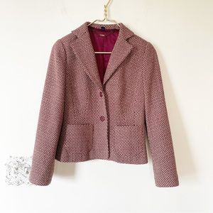 Boden Burgundy Quatrefoil Print Wool Blazer 8